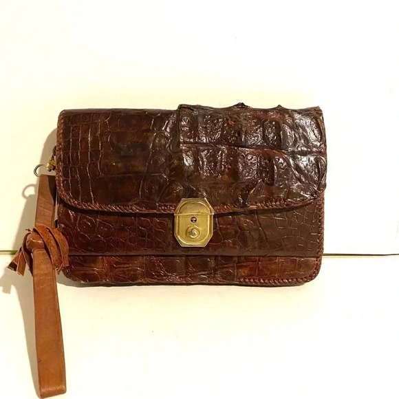 Handmade unisex crocodile clutch  wristlet bag - Picture 12 of 12